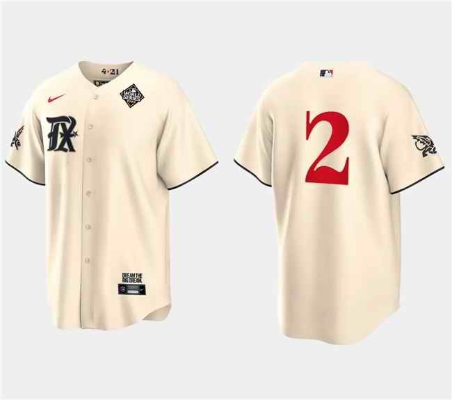 Men's Texas Rangers #2 Marcus Semien Cream 2023 World Series City  Connect Stitched Baseball  Jersey