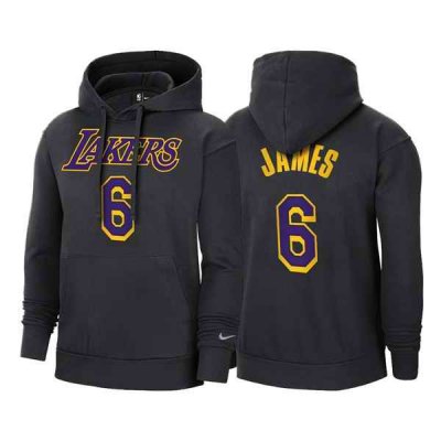 Men's Los Angeles Lakers #6 LeBron James 2021 Black Pullover Hoodie