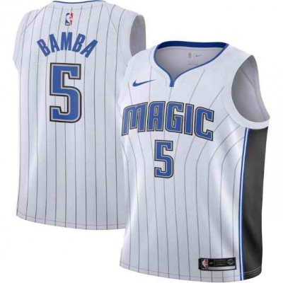 Men's Orlando Magic #5 Mohamed Bamba White Association Edition Stitched Swingman Jersey