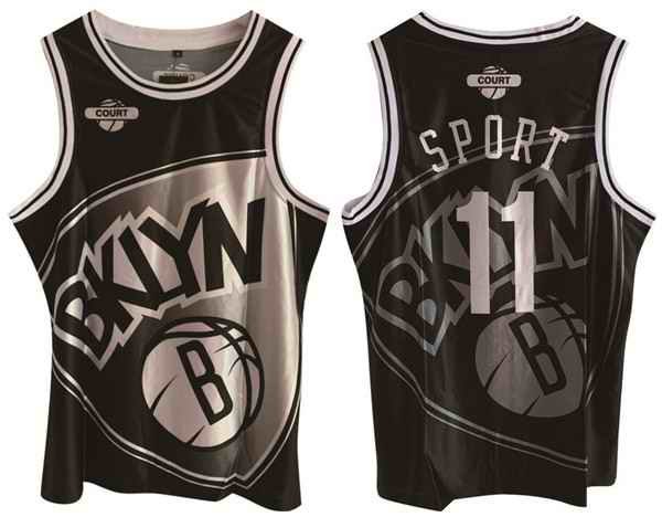 Men's Brooklyn Nets #11 Kyrie Irving Black Print Basketball Jersey