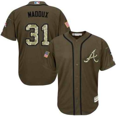 Braves #31 Greg Maddux Green Salute to Service Stitched Youth MLB Jersey