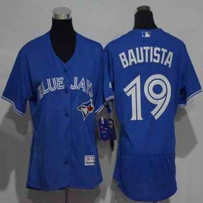 Blue Jays #19 Jose Bautista Blue Flexbase Authentic Women's Stitched MLB Jersey