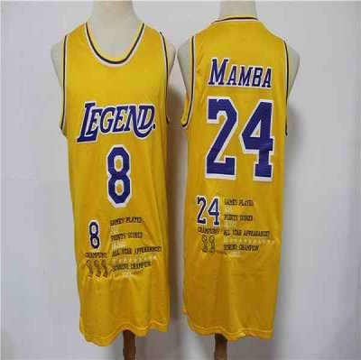 Men's Los Angeles Lakers Front #8 'Legend' Back #24 'Mamba' Kobe Bryant Yellow Stitched Jersey