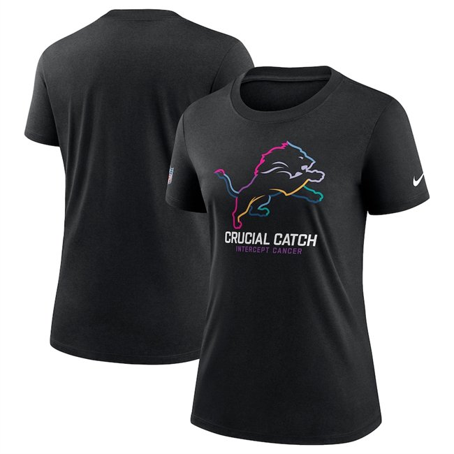 Women's Detroit Lions Black 2024 Crucial Catch T-Shirt(Run Small)