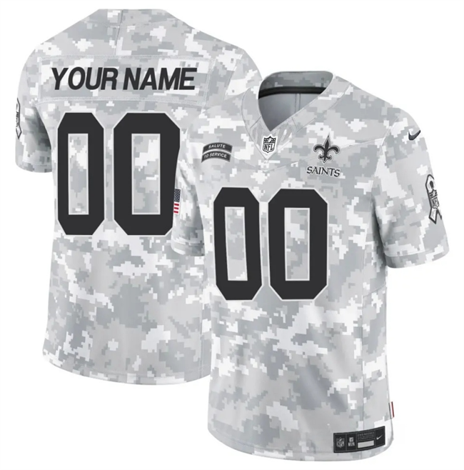 Men's New Orleans Saints Active Player Custom 2024 F.U.S.E Arctic Camo Salute to Service Limited Stitched Football Jersey