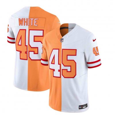 Men's Tampa Bay Buccaneers #45 Devin White 2023 F.U.S.E. White/Orange Split Throwback Limited Stitched Jersey