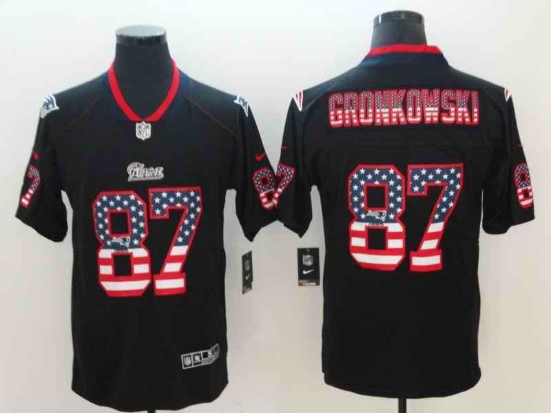 Men's New England Patriots #87 Rob Gronkowski Black 2018 USA Flag Color Rush Limited Fashion NFL Stitched Jersey