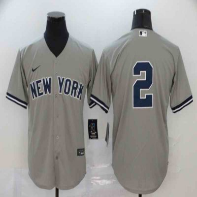 Men's New York Yankees #2 Derek Jeter Grey Cool Base Stitched MLB Jersey