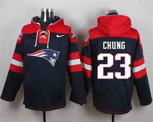 Nike Patriots #23 Patrick Chung Navy Blue Player Pullover NFL Hoodie