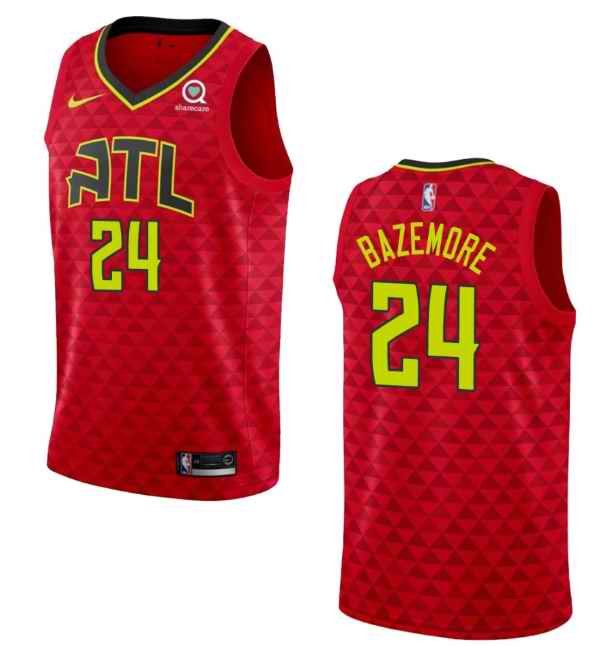 Men's Atlanta Hawks #24 Kent Bazemore Red Statement Edition Stitched Jersey