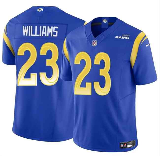 Men's Los Angeles Rams #23 Kyren Williams Blue 2024 F.U.S.E. Vapor Untouchable Stitched Football Jersey