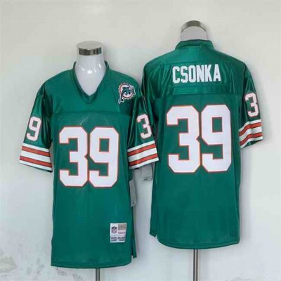 Men's Miami Dolphins #39 Larry Csonka Aqua 1972 Stitched Game Football Jersey