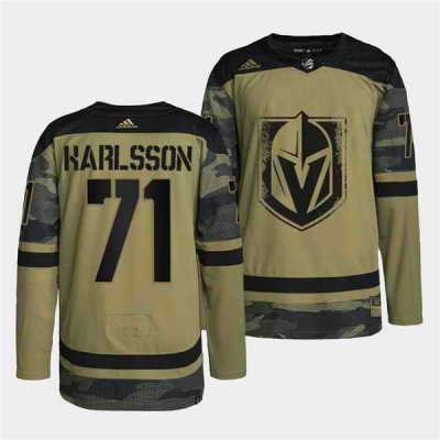 Men's Vegas Golden Knights #71 William Karlsson 2022 Camo Military Appreciation Night Stitched Jersey