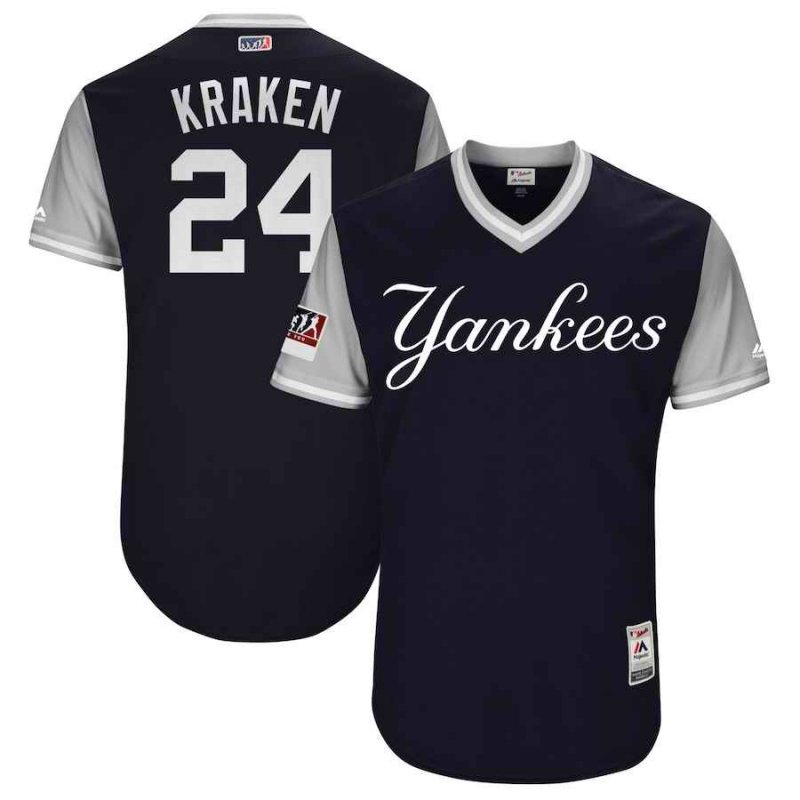 Men's New York Yankees #24 Gary Sanchez Kraken Majestic Navy/Gray 2018 Players' Weekend Stitched MLB Jersey