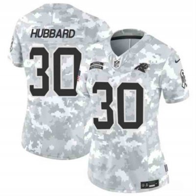 Women's Carolina Panthers #30 Chuba Hubbard 2024 F.U.S.E Arctic Camo Salute to Service Limited Stitched Football Jersey(Run Small)