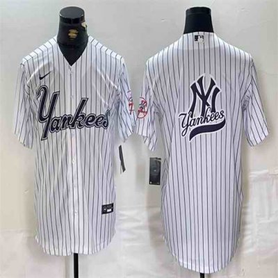 Men's New York Yankees White Team Big Logo Cool Base Stitched Baseball Jersey