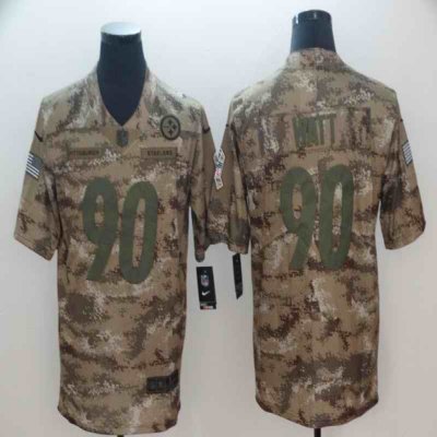 Men's Pittsburgh Steelers #90 T. J. Watt 2018 Camo Salute to Service Limited Stitched NFL Jersey