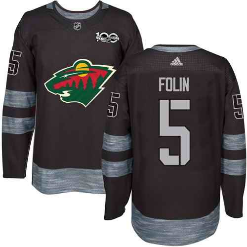 Wild #5 Christian Folin Black 1917-2017 100th Anniversary Stitched NHL Jersey