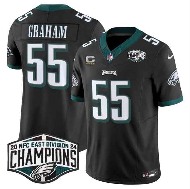 Men's Philadelphia Eagles #55 Brandon Graham Black 2024 NFC East Champions With 4-Star C Patch F.U.S.E. Vapor Untouchable Limited Stitched Football Jersey