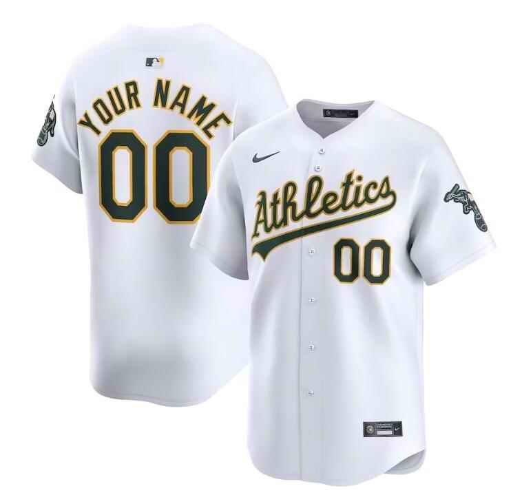 Men's Oakland Athletics Active Player Custom White Home Limited  Stitched Jersey