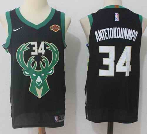 Men's Milwaukee Bucks #34 Giannis Antetokounmpo Black Swingman Stitched NBA Jersey