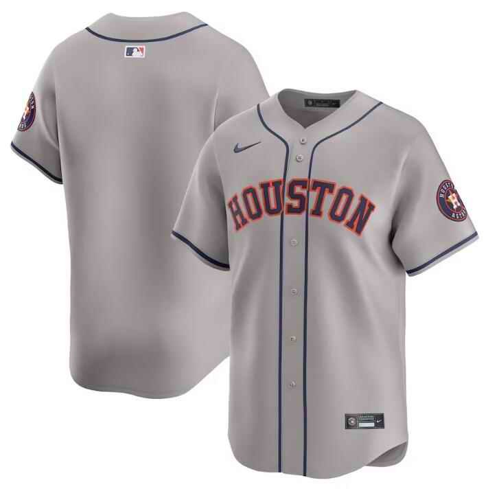 Men's Houston Astros Blank Grey 2024 Away Limited Stitched Baseball Jersey