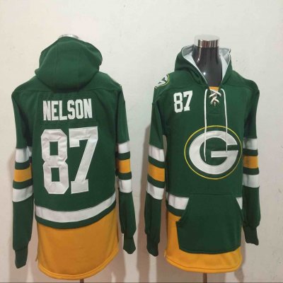 Men's Green Bay Packers #87 Jordy Nelson Green All Stitched NFL Hoodie Sweatshirt