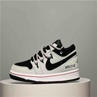 Women's Running Weapon Air Jordan 1 Low Grey/Black Shoes 0383