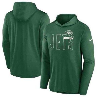 Men's New York Jets Green Lightweight Performance Hooded Long Sleeve T-Shirt