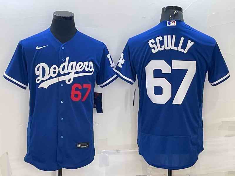 Men's Los Angeles Dodgers #67 Vin Scully Blue Flex Base Stitched Baseball Jersey