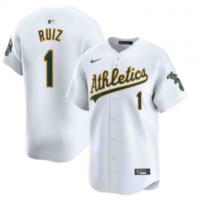 Men's Oakland Athletics #1 Esteury Ruiz White Home Limited  Stitched Jersey