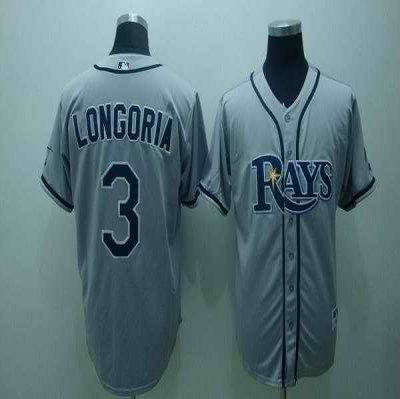 Rays #3 Evan Longoria Grey Stitched MLB Jersey