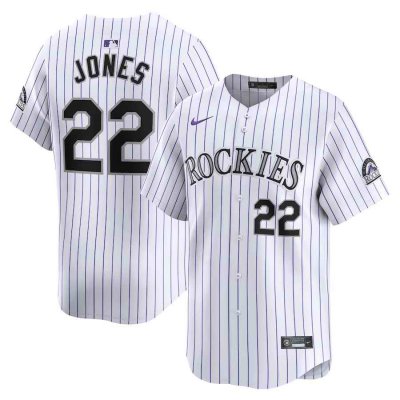 Men's Colorado Rockies #22 Nolan Jones White Home Limited Stitched Baseball Jersey