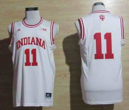 Hoosiers #11 Isiah Thomas White Big 10 Patch Basketball Stitched NCAA Jersey