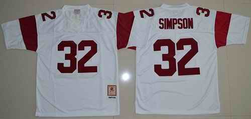 Trojans #32 O.J. Simpson White Stitched NCAA Jersey