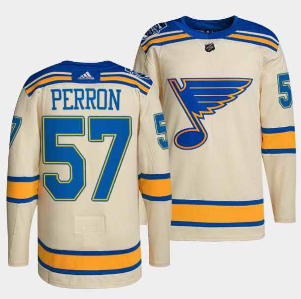 Men's St. Louis Blues #57 David Perron Cream 2022 Winter Classic Stitched Jersey