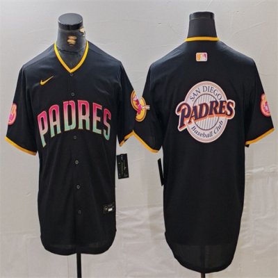 Men's San Diego Padres Black Team Big Logo Cool Base Stitched Baseball Jersey