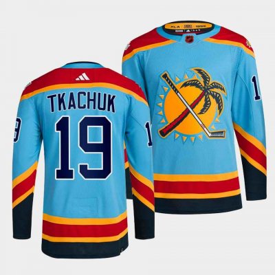 Men's Florida Panthers #19 Matthew Tkachuk Blue 2022-23 Reverse Retro Stitched Jersey