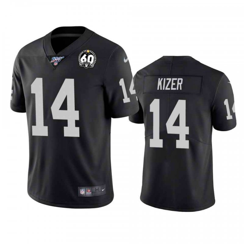 Men's Oakland Raiders #14 DeShone Kizer Black 100th Season with 60 Patch Vapor Limited Stitched NFL Jersey