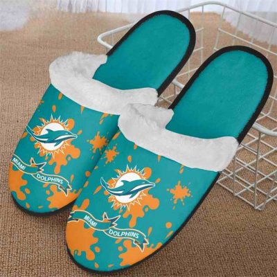 Men's Miami Dolphins Team Logo Staycation Slippers/Shoes(Pls check description for details) 002