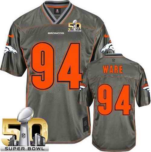 Nike Broncos #94 DeMarcus Ware Grey Super Bowl 50 Men's Stitched NFL Elite Vapor Jersey