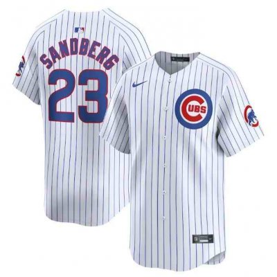 Men's Chicago Cubs #23 Ryne Sandberg White Home Limited Stitched Baseball Jersey