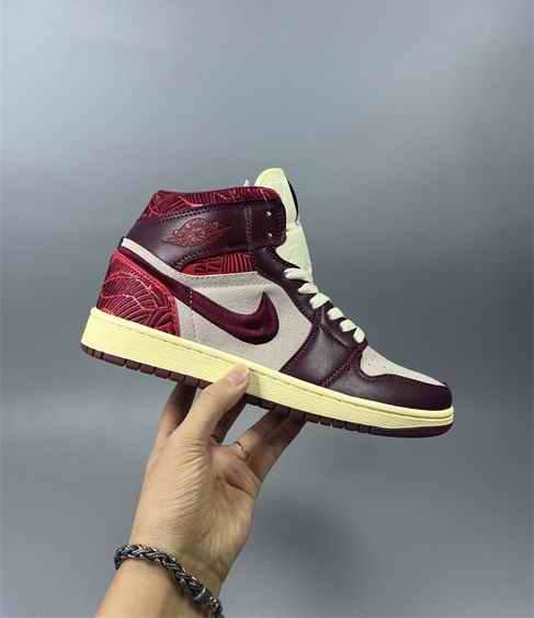 Men's Running Weapon Air Jordan 1 Wine/Red/White Shoes 0580