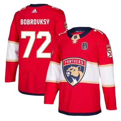 Men's Florida Panthers #72 Sergei Bobrovsky Red 2024 Stanley Cup Final Patch Stitched Jersey