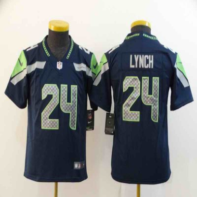 Youth Seattle Seahawks #24 Marshawn Lynch Navy Vapor Untouchable L Limited Stitched NFL Jersey