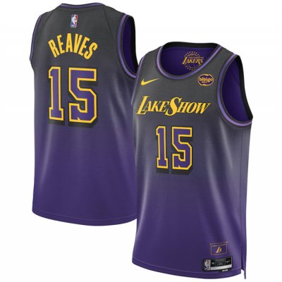 Men's Los Angeles Lakers #15 Austin Reaves Purple 2024/25 City Edition Stitched Basketball Jersey