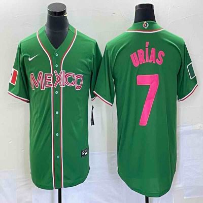 Men's Mexico Baseball #7 Julio Ur'as 2023 Green World Baseball With Patch Classic Stitched Jersey