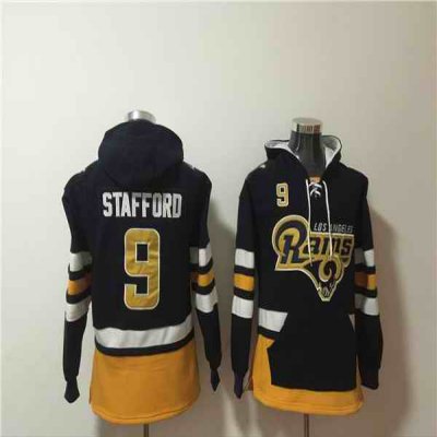 Men's Los Angeles Rams #9 Matthew Stafford Black Ageless Must-Have Lace-Up Pullover Hoodie