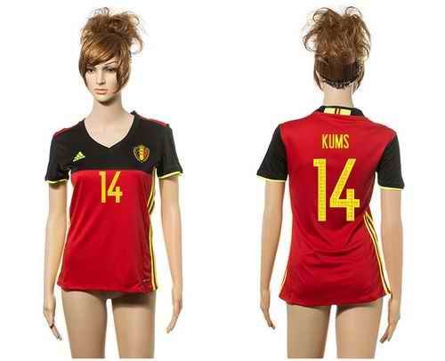 Women's Belgium #14 Kums Red Home Soccer Country Jersey