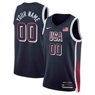 Men's USA Basketball ACTIVE PLAYER Custom Navy 2024 Swingman Stitched Jersey